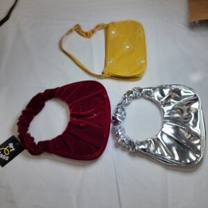 Lot of 3 Art Class Girls Mini Purses - Y2K Daisy, Red‎ Velvet & Silver Metallic